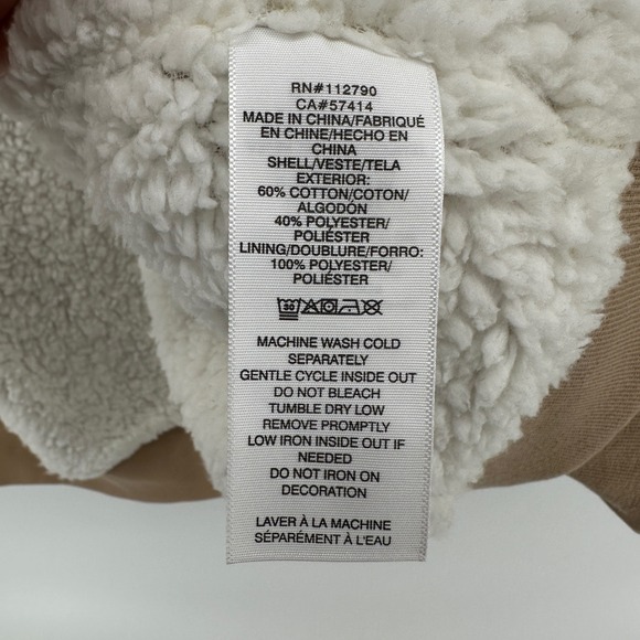 $164 NWT True Religion Mens LG True Sherpa Full Zip Hoodie Travertine Tan Buddha - Picture 6 of 12